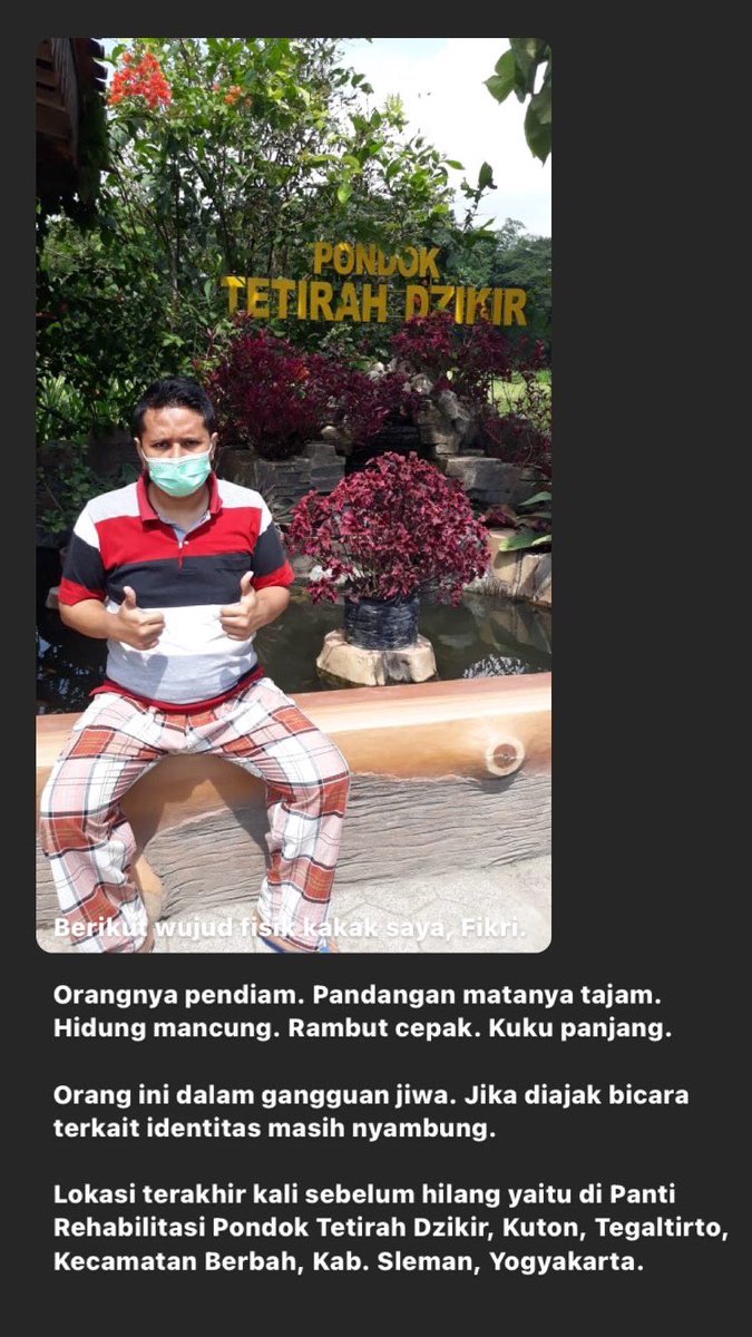 fudlaainun's tweet photo. Mohon bantuannya bila menemukan orang dengan ciri-ciri tersebut, bisa hubungi nomor yang tertera atau DM saya.

Kondisi saat ini mengalami gangguan jiwa. Orang tersebut pendiam dan bila diajak bicara identitas masih nyambung. https://t.co/5cl3XahQnQ