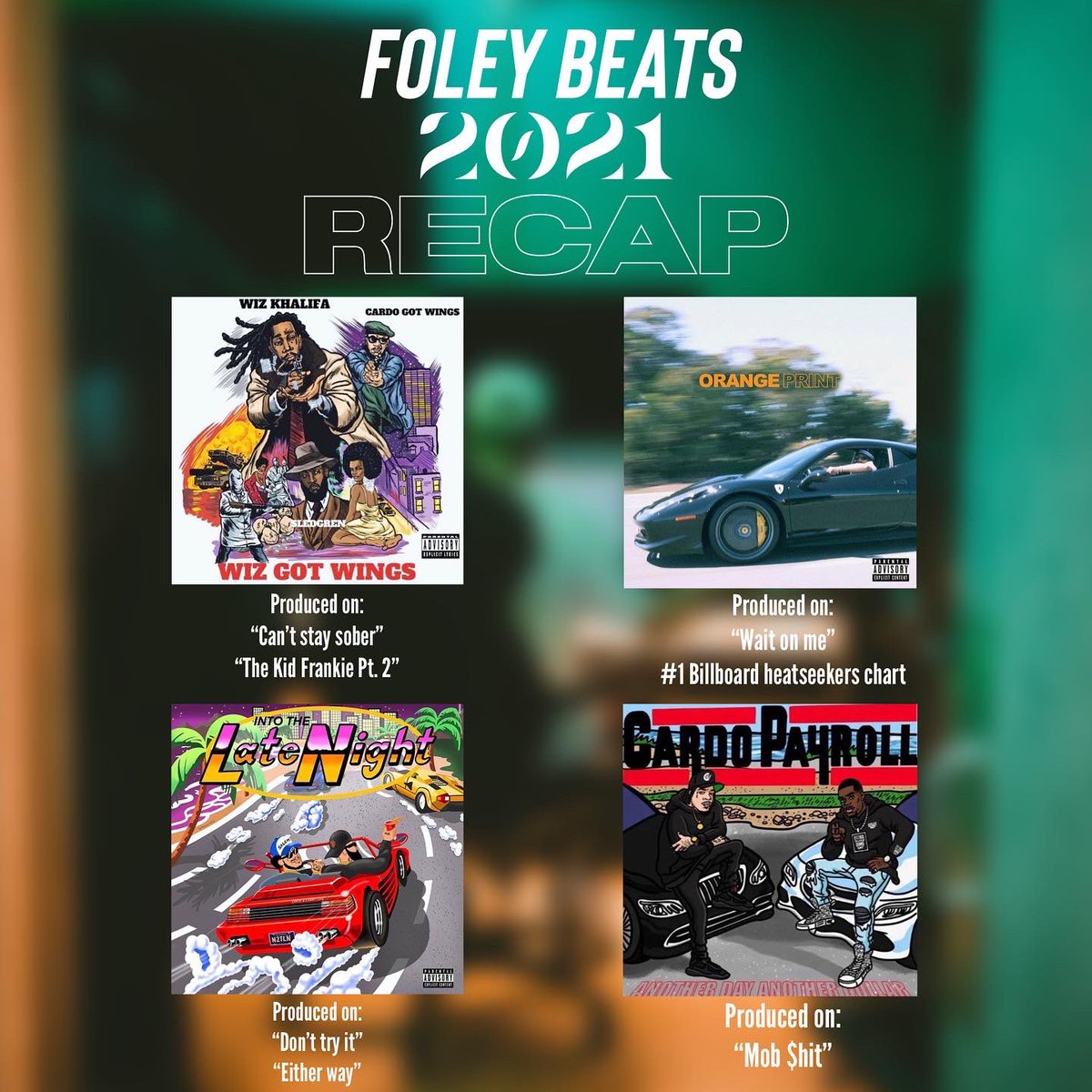 FoleyBeats's tweet image. 2021 recap 
 Blessings on top of blessings. I’m so thankful that I’ve been able to take music this far.