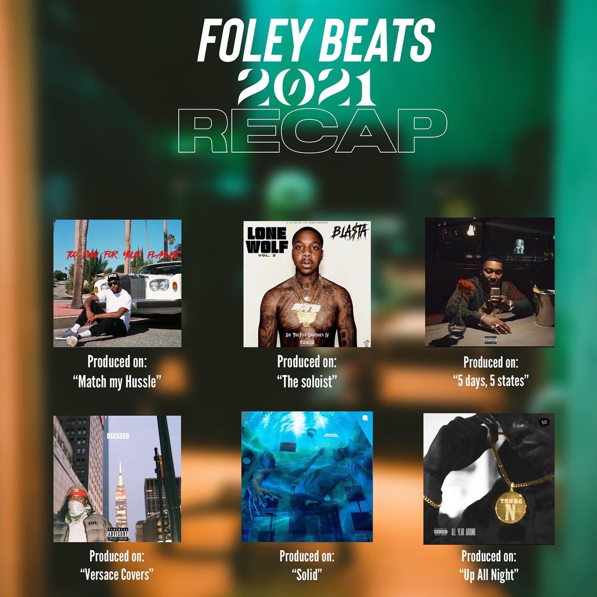 FoleyBeats's tweet image. 2021 recap 
 Blessings on top of blessings. I’m so thankful that I’ve been able to take music this far.