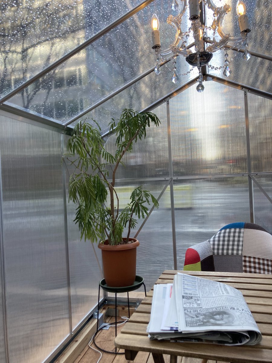 丸の内のビニールテントで日経を読む土曜日です。
ほんのり肌寒い。