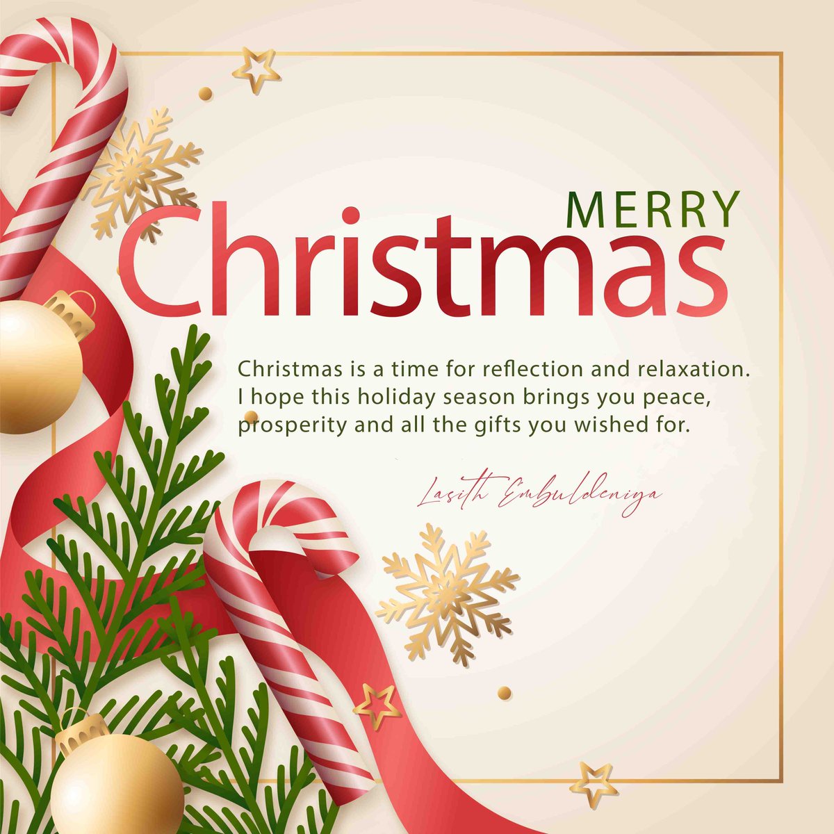 LEmbuldeniya's tweet photo. Christmas is a time for reflection and relaxation. I hope this holiday season brings you peace, prosperity and all the gifts you wished for.
#MerryChristmas #LasithEmbuldeniya #HappyHolidays https://t.co/MbXI819oxE