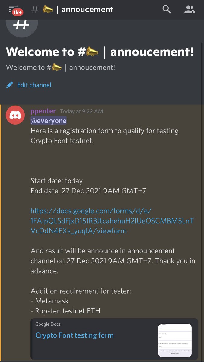 crypto_font's tweet photo. Crypto Font testing form is now open!

Discord link in on bio. https://t.co/HJ8Ht6dYYr