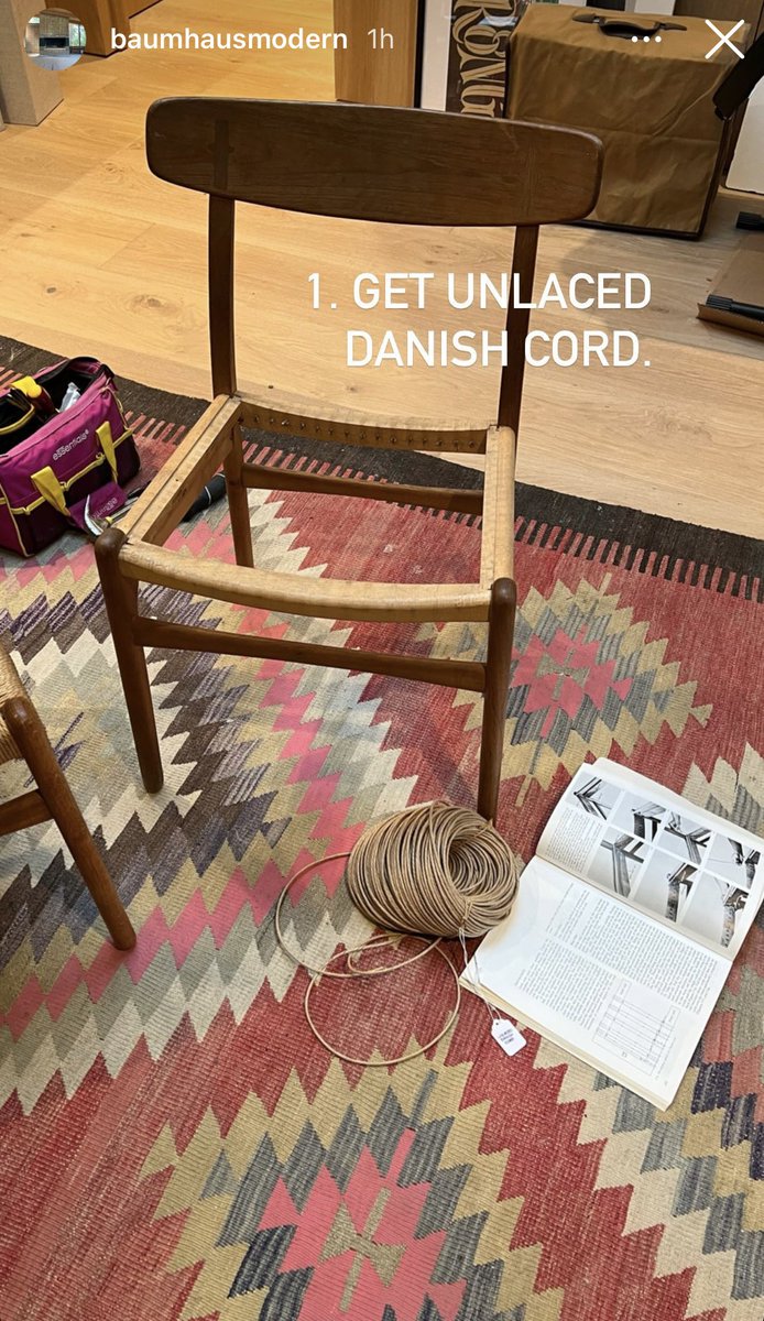 jessicahische's tweet photo. Get u a man who learns how to re-cord a Wegner chair in one day. ✨✨✨😍😍😍 https://t.co/a9w3fPgfIt