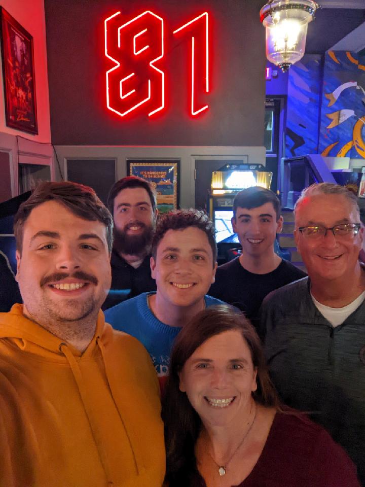 PeggyWith's tweet photo. Once all the sons are back in SF for Holidays you get out for a night of fun. @eightyonearcade and @RoughCutSocial. Fun night throwing axes and playing arcade games. #livingwithpeggy #upgraded #livelife #funnight #livelifetothemax #livingwithcancer #DoItAll https://t.co/o0PMLutfl1