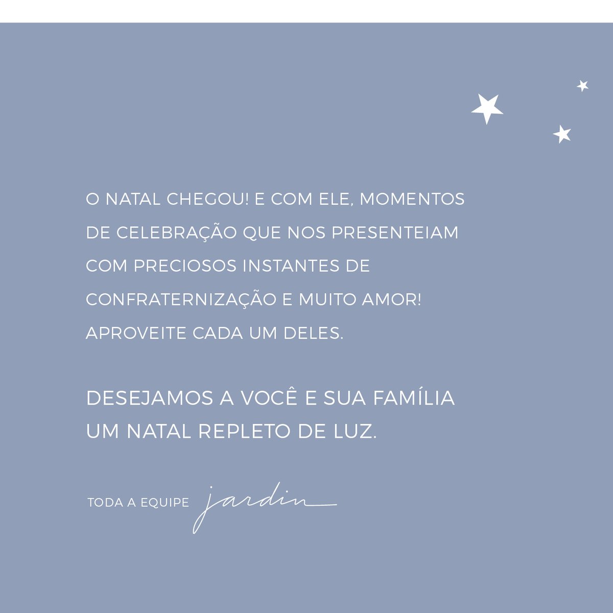 use_jardin's tweet photo. Mais um ano que está terminando e gostaríamos de agradecer a você por seguir conosco!

Muita paz e muito amor nesta tão noite especial! 

Desejamos a você e a sua família momentos preciosos e que disfrutem de cada instante!

Um grande abraço meu
e de toda a equipe JARDIN ❣️ https://t.co/J8shwe7V8T