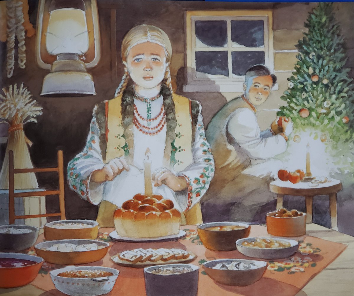 MarshaSkrypuch's tweet photo. Wishing you all a safe and happy tomorrow. Painting is by #michaelmartchenko from 25 books ago -- first published in 1996! #silverthreads @FitzWhits https://t.co/3SQWv0LPyF
