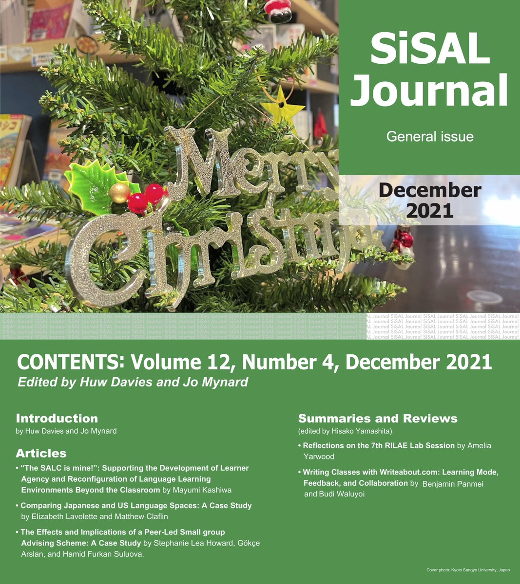 jomynard's tweet photo. (Studies in Self-Access Learning) SiSAL Journal 12(4) edited by Huw Davies and Jo Mynard has been published. Congratulations to all of the authors!
https://t.co/grGqxlD2GT #selfaccess https://t.co/uBHAO77dNY