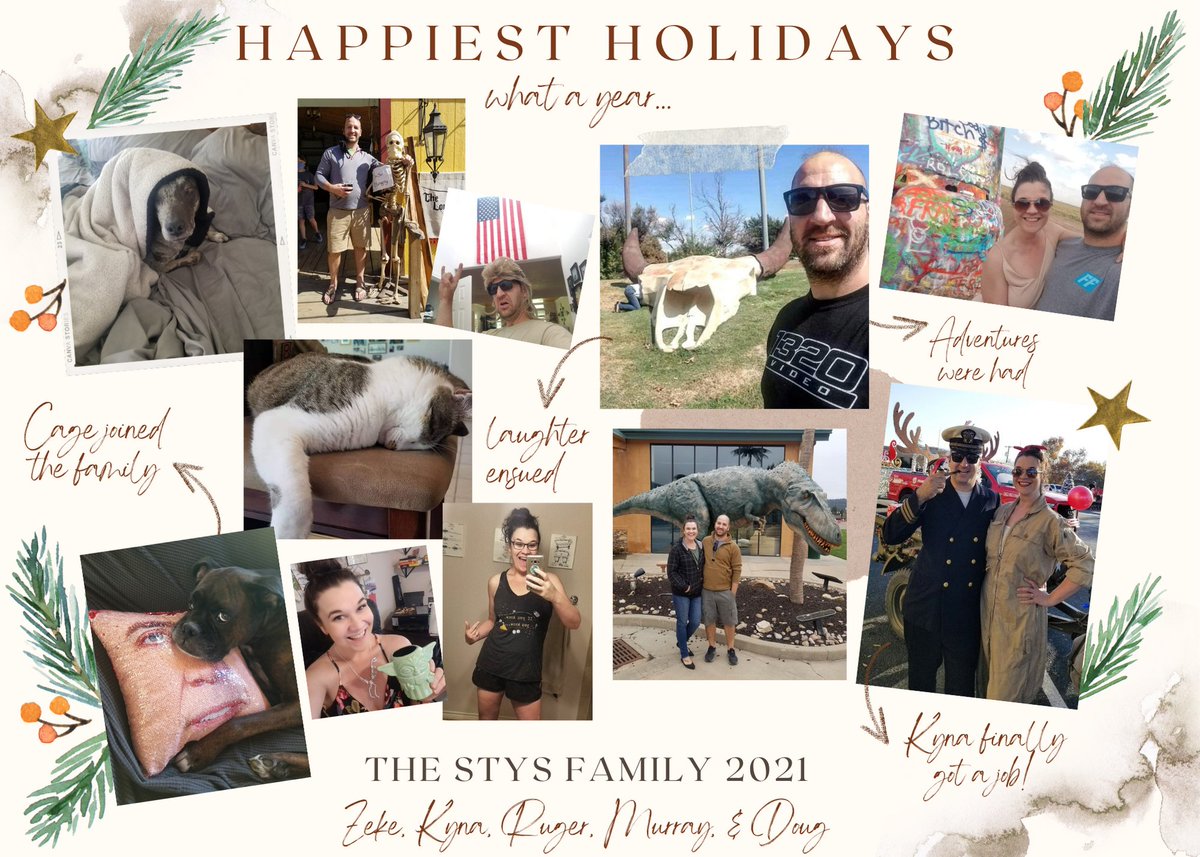Happy holidays from my family to yours! ❤ Kyna, Zeke, Rugar, Murray, &amp; Doug