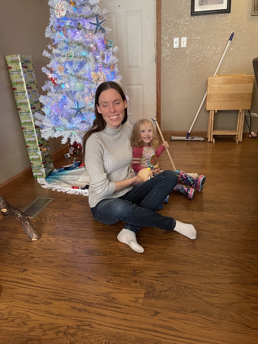 brailleprincess's tweet photo. Successfully coerced my two-year-old sassy niece, Amelia rose to take a picture with me by the Christmas tree. https://t.co/CqXpUFDbcP