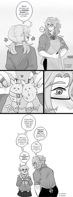 Christmas presents 🎄🏵🌥 

I remembered I had Genshin Schoolar AU, and I made this little comic, yay ~

Merry christmas everyone :D

#genshinimpact #原神 #Albedo  #aether #Albether #klee 