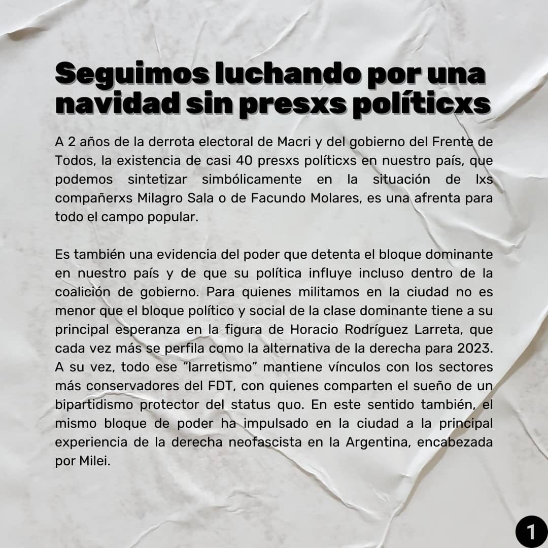 fjccaba's tweet photo. Seguimos luchando por una navidad sin presxs políticxs ✊🔥 @ComunistasCABA @fjcarg  @pcaarg https://t.co/FAHQamIEzv