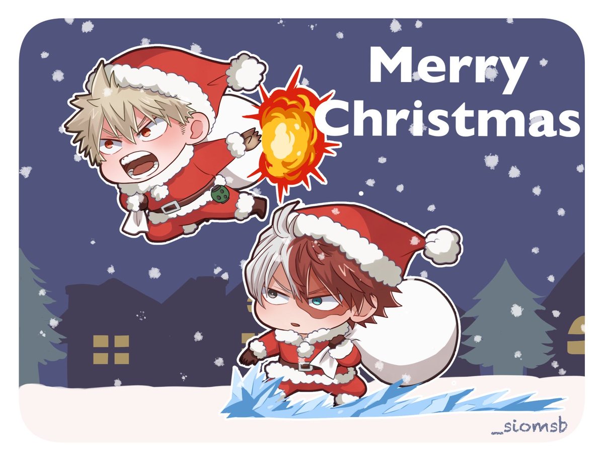 bakugou katsuki ,todoroki shouto multiple boys hat 2boys red hair male focus burn scar chibi  illustration images