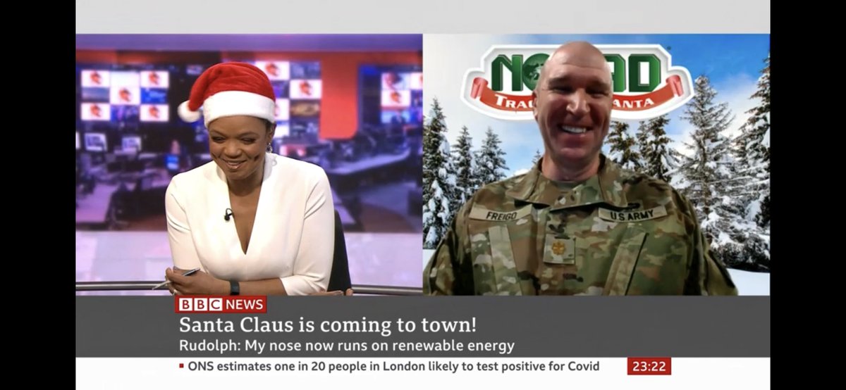 OliverMorgs's tweet photo. THIS is the content we love to see! 🎄🎄

@BBCNews and @NoradSanta collaboration - absolutely legendary! Better find that mince pie and carrot for that red-nosed flying mammal, quick! 🦌🦌

@LukwesaBurak #NORADTracksSanta https://t.co/5F2fqvsVP3