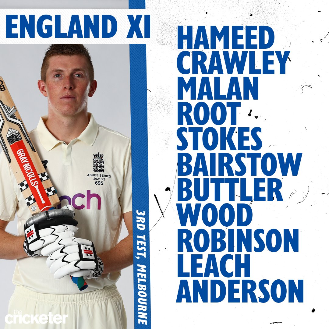 TheCricketerMag's tweet photo. England have named their XI for the Boxing Day Test 🏴󠁧󠁢󠁥󠁮󠁧󠁿👇

#Ashes https://t.co/6yalGWkzGO