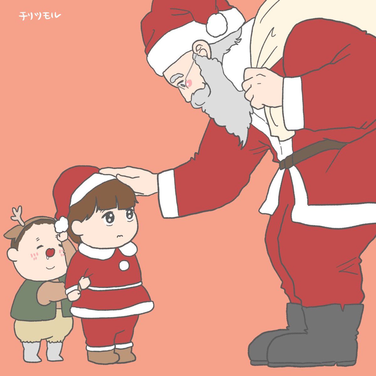 「サンタさん来たね🎅 」|チリツモルのイラスト