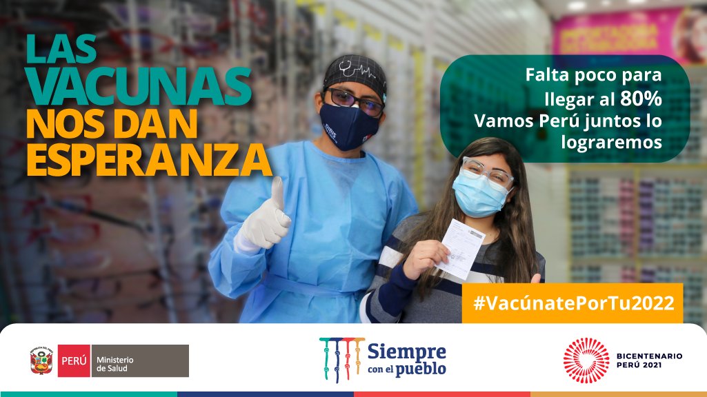 Minsa_Peru's tweet photo. Si conoces un no vacunado, llévalo a un centro de vacunación, apoya en salvar vidas.
#VacúnatePorTu2022 💪🏼 https://t.co/3uX9JB0BFb
