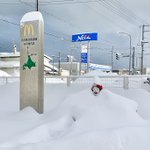 マックの日本最北端店舗では？ドナルドが雪に埋まっている!