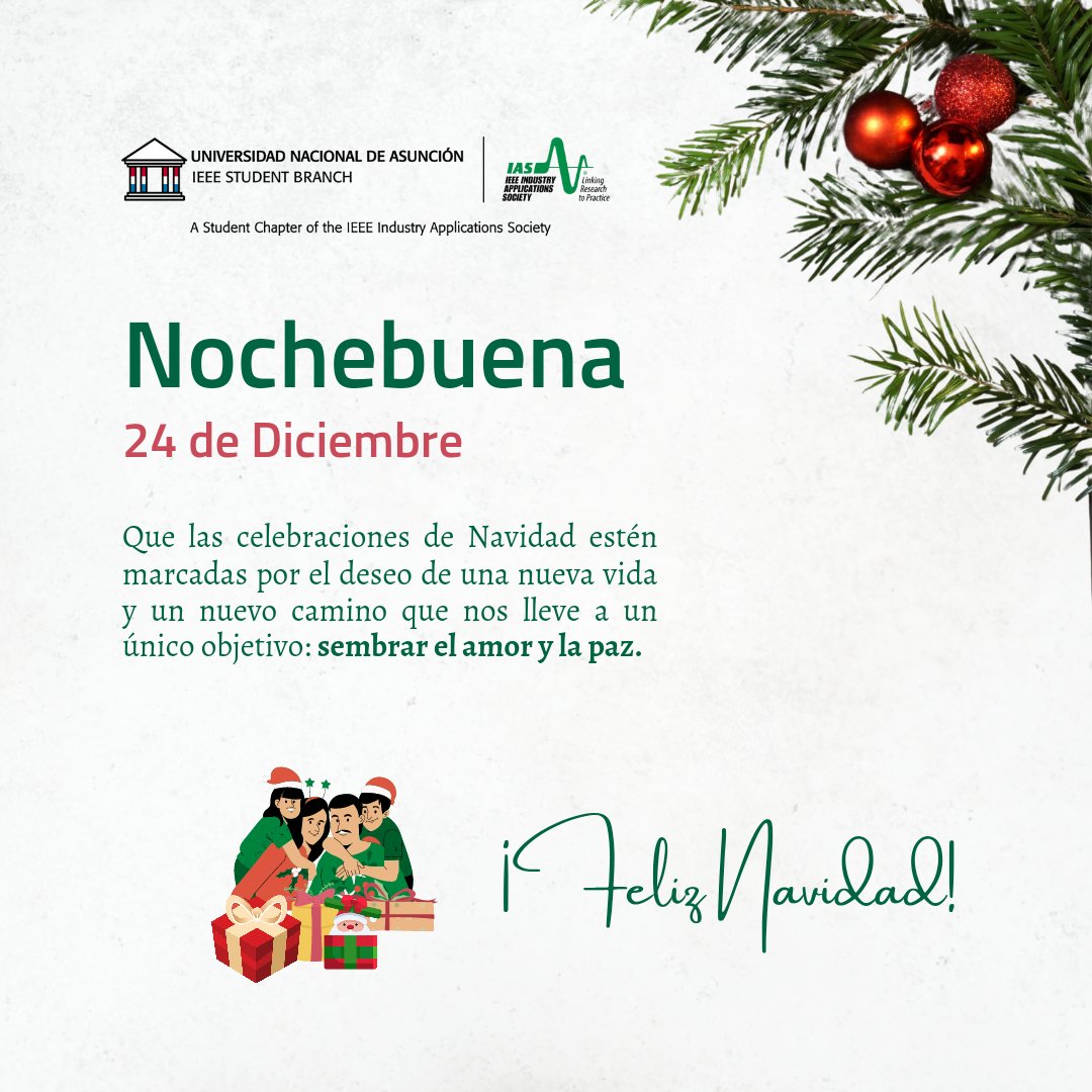 24 de Diciembre | NOCHEBUENA  🎄🎊

Desde el IEEE IAS UNA 🏭  deseamos a todos una Feliz Navidad 🎄💚🌟

Que en este momento de reflexión renazca un nuevo anhelo por el que luchar y también un nuevo sentimiento de gratitud por todo lo aprendido. 

#ieee #ieeeunasb #ieeeiasuna #r9