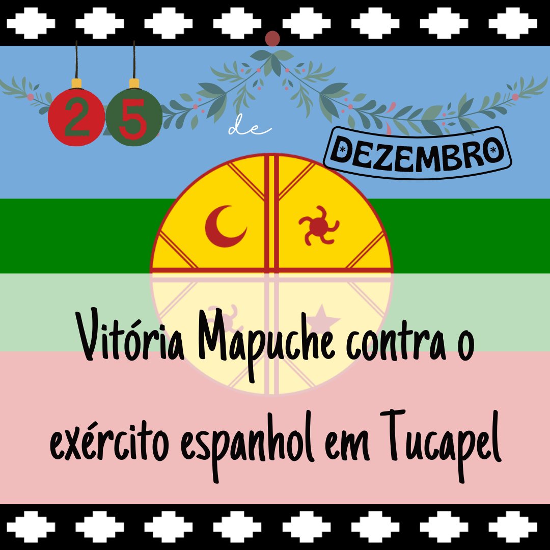 PapoFormiga's tweet photo. Dia 25 de dezembro é dia de vitória Mapuche contra os espanhóis, sob o comando de Toki Lautaro, com a execução do invasor e colonizador espanhol Pedro de Valdivia.

É natal, é natal
O invasor se deu mal 🤩
E o Pedro de Valdivia tomou golpe fatal 🥳
Então é natal, é natal 🎄🏹
+ https://t.co/ywxWP7Axm5
