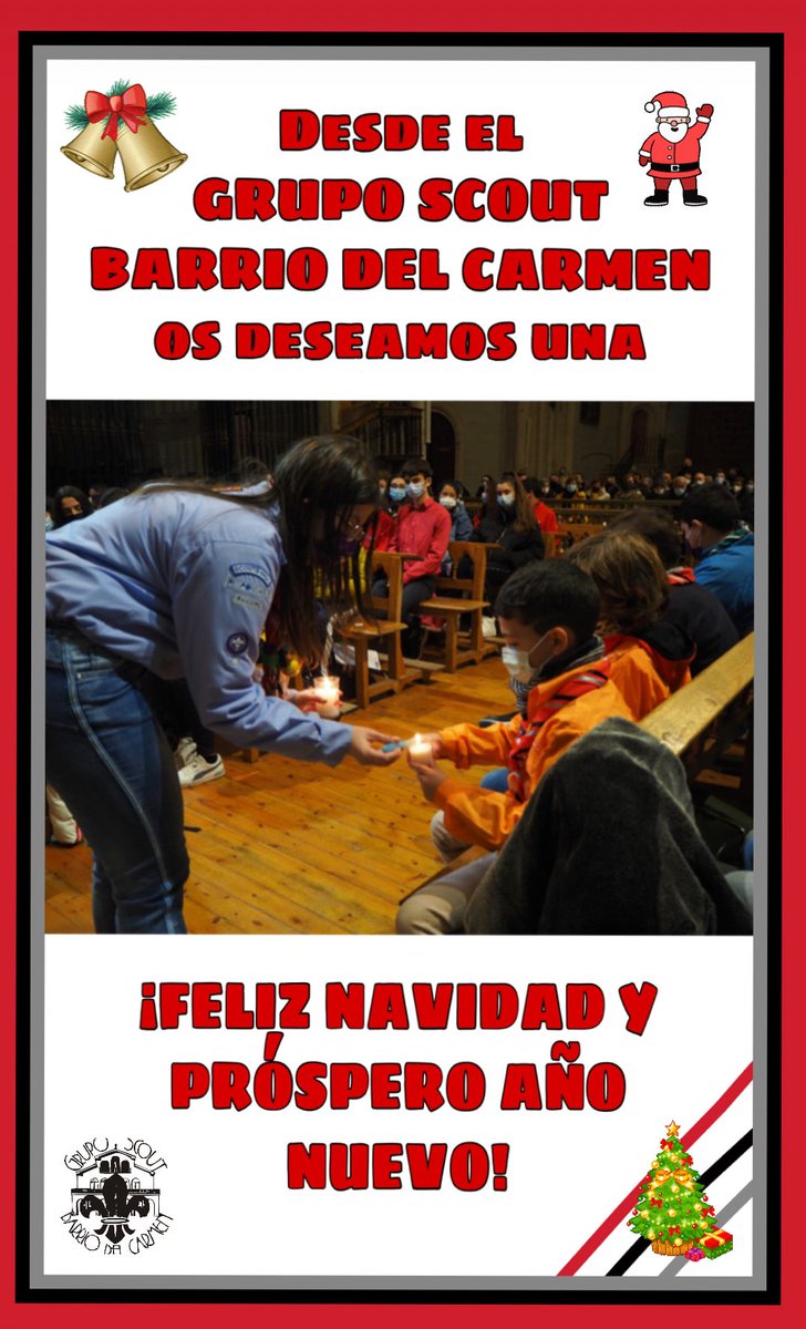 GSBCarmen's tweet photo. Desde el Grupo Scout Barrio del Carmen os deseamos feliz Navidad y próspero año nuevo !!!! 🎅 https://t.co/DFJhWH0IPD