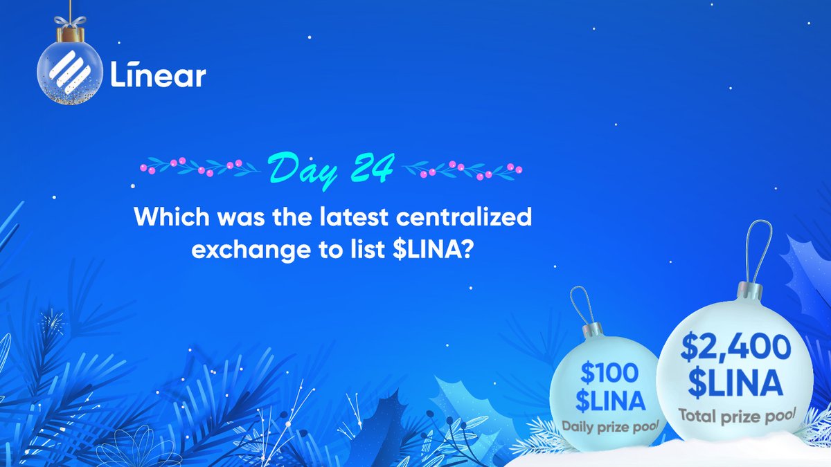 #LinearFinance Holiday #Giveaway Competition, Question 24 👇

Rules:
Like &amp; RT 
Answer correctly &amp; tag 3 friends 
Follow <a href="/LinearFinance/">Linear Finance</a> on Twitter

Daily Prize Pool: $100 in $LINA tokens (2 winners, $50 each)

$LUSD #ETH #BSC #DeFi #CryptoGiveaway #Contest