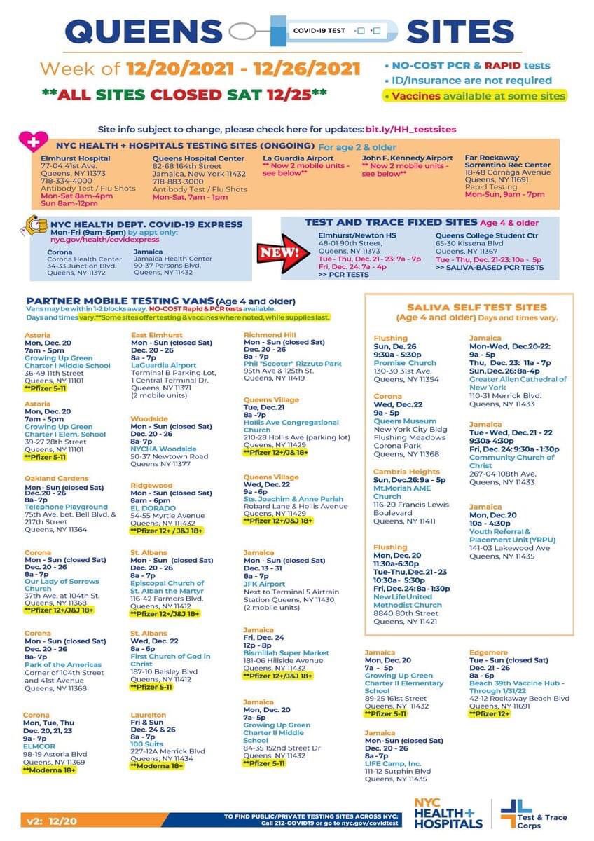 Today I tried 5 of these testing sites that <a href="/NYCMayorsOffice/">NYC Mayor's Office</a> posted earlier in the week. 4 were closed and I was turned away from 1 at 4:30 even though it closed at 7 because the line was over 4 hours long. Would this happen if we were tested at school? <a href="/MOREcaucusUFT/">MORE-UFT</a> <a href="/UFT/">UFT</a>