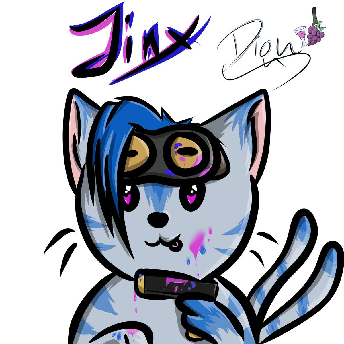EnbyDion's tweet photo. Who would I be if I just posted Vi as a wolf?

Here is Jinx as a cat. ~

She looks purrfect or?

This is a Christmas gift for a wonderful person.😊😋

#Arcane #Jinx #CatJinx #ownart https://t.co/I0gzLa6MLc
