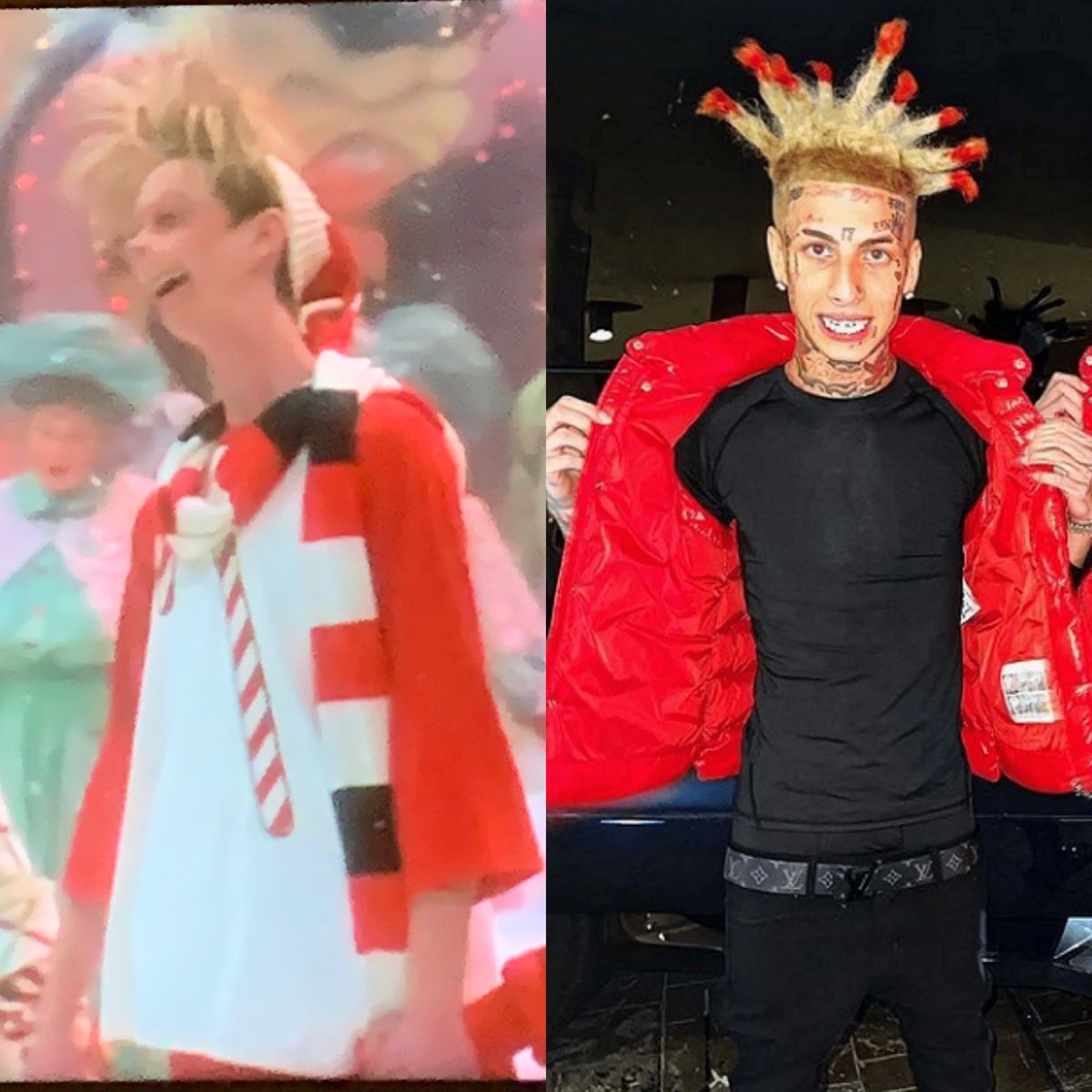 ReeceFunderburk's tweet photo. Who wore it better #HowTheGrinchStoleChristmas #IslandBoys https://t.co/djjvuzaeYg