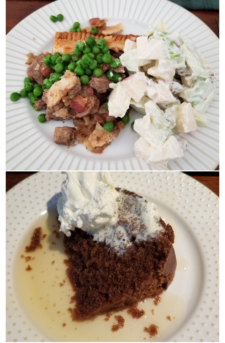 thr3esticks's tweet photo. Christmas Pork Pie, Waldorf salad and Chocolate steamed pudding. #iamstuffed https://t.co/Qu0bqc2pbP