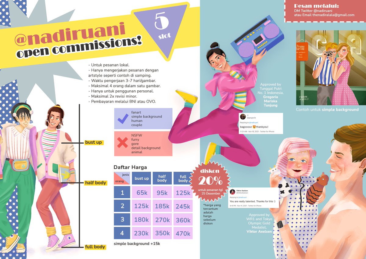 nadiroopa's tweet photo. ❄DISKON 20% SPESIAL HARI NATAL❄
Selamat Natal!!🎅🏼Hari ini aku mau ngadain diskon 20% untuk semua jenis commission🤩

DM me if you want a slot!!✨
@CmsnArtist_Id #OpenCommissions #LocalCommissions #artidn https://t.co/C697UY4iGl
