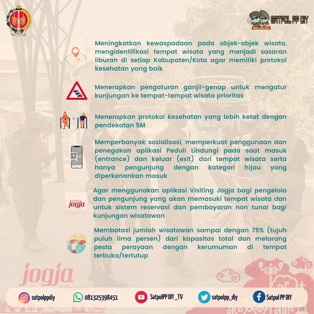 Satpolpp_DIY's tweet photo. Haii malam Guys 🖐 Ini nih ketentuan terkait Pencegahan dan Pengendalian Covid 19 pada saat Natal Tahun 2021 dan Tahun Baru 2022 di Daerah Istimewa Yogyakarta, yaaa !! Sebagaimana Instruksi Gubernur DIY NO.37/Instr/2021
Berlaku 24 Desember 2021 sd 02 Januari 2022 https://t.co/BWFlcPx4Ia