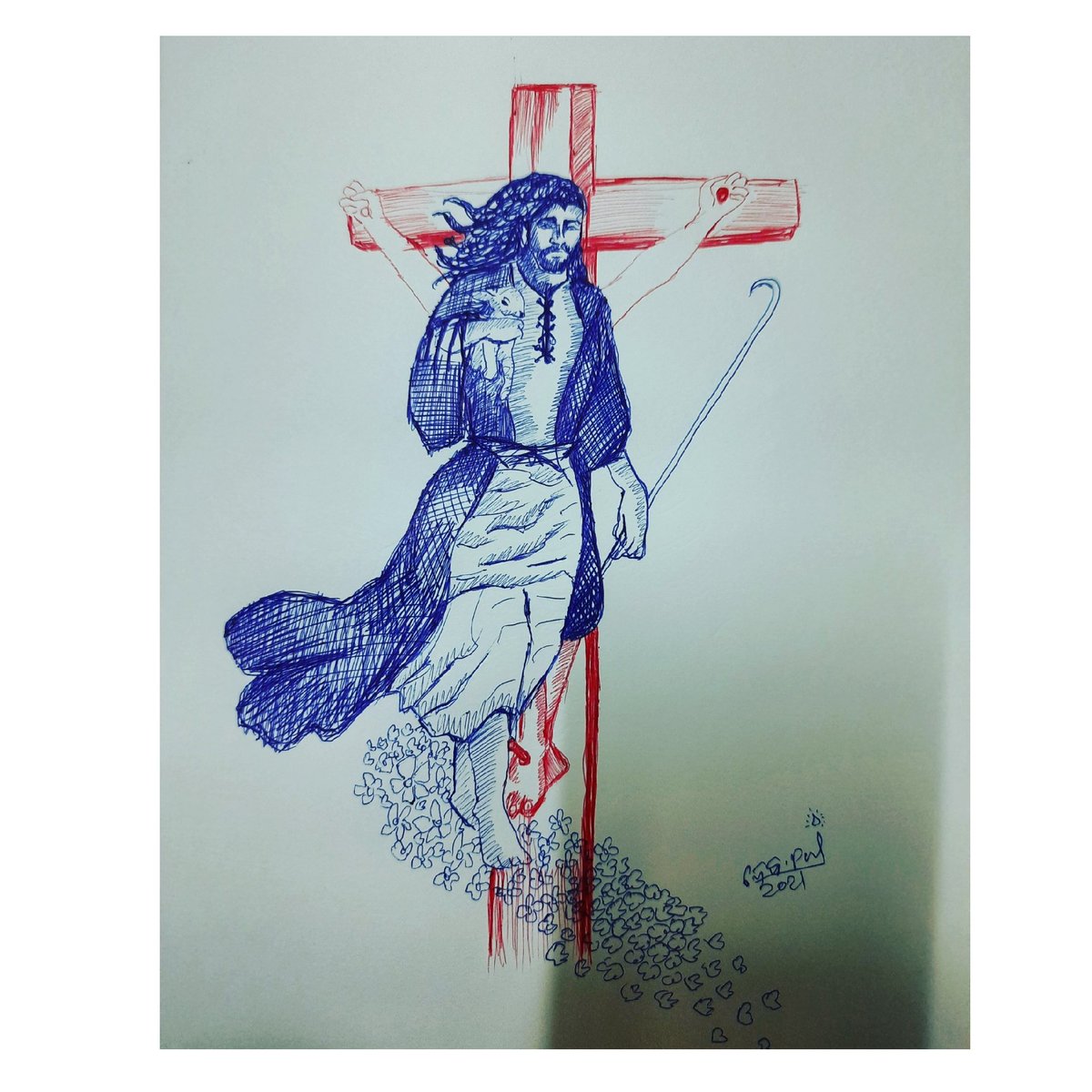 debabrata_pall's tweet image. Wish you all happy Christmas 🎄. 
Ball pen art about jisu 🙏🌷🌷🌷
..
Merry Christmas 
#debabratapal #creativesketch #MerryChristmas2021 #ChristmasEveEve
@BibhuMohapatra