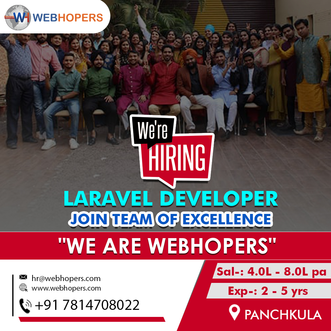 wh_suites's tweet photo. Hello Connection!!
WEBHOPERS is hiring LARAVEL DEVELOPER
#Salary: 4.0L - 8.0L pa
#Experience: 2-5 yrs
#Location_Panchkula 
Kindly share CV at hr@webhopers.com
Contact at  +91 7814708022

#hiring #laraveldeveloper #immediatejoiners #Panchkula #Webhopers #jobsearch #hiringpanchkula https://t.co/gNUNCE8xiL