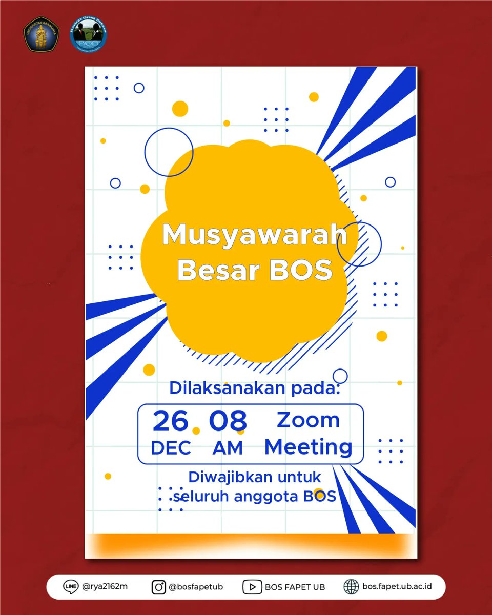 bosfapetub's tweet photo. [H-1 MUSYAWARAH BESAR]

Hola, Big BOS! 😀

Tak terasa udah hampir diakhir kepengurusan tahun 2021/2022 nih..

Nah yang ditunggu yaitu musyawarah besar dan akan hadir loh dalam 1 hari lagi. Jadi jangan lupa ya untuk hadir! https://t.co/2qiNvM8ejH