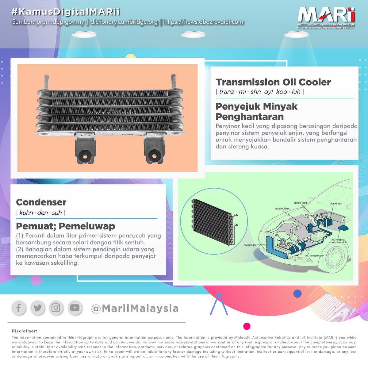MARiiMalaysia's tweet photo. Menarik kan #KamusDigitalMARii minggu ini? Apa lagi, kongsikan dengan yang lain!
#kamus #transmissionoilcooler #condenser #automotive #MARii #MARiiDigital #kamusmelayu #dbp #carcomponents https://t.co/I8bWizl6hQ