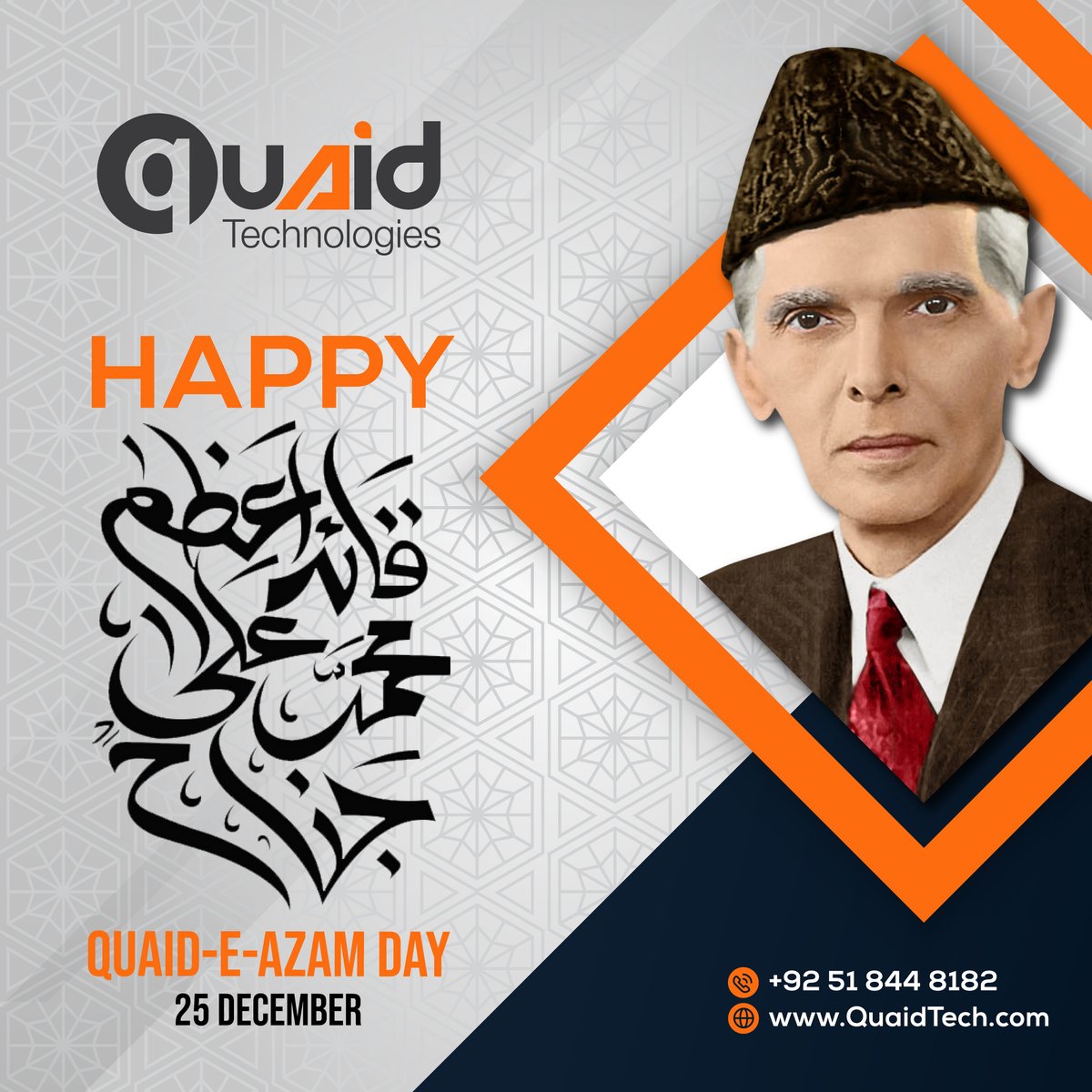 quaidtech's tweet photo. Team Quaid Technologies pays tribute to great leader and father of nation, Mr. Muhammad Ali Jinnah, Quaid-e-Azam on his 146th birthday  
#QuaidDay #QuaideAzam #QuaideAzamMuhammadAliJinnah #QuaideAzamZindabad #Quaid #QuaidTech 
#QuaidTechnologie https://t.co/YJOv5ssWKO