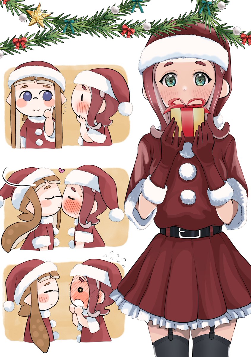 インクリング ,イカガール(スプラトゥーン) ,8号 「🎄Kiss me, my Santa Claus🎅 」|ナツルのイラスト