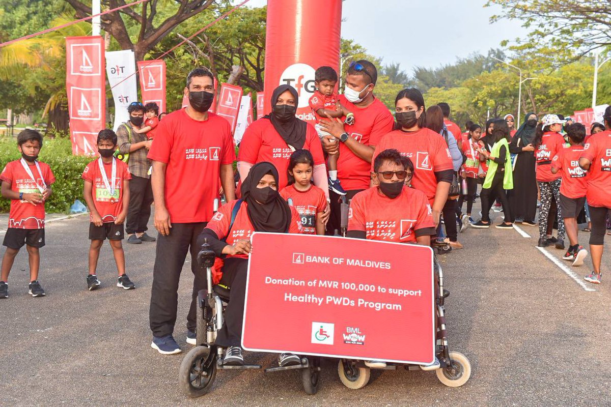 bankofmaldives's tweet photo. The BML Wow Kidz Run with @3000TfG took place today with a total of 900 kids! 

This year, we supported Maldives Association of Persons with Disabilities with a donation of MVR 100,000 for their “Healthy PWDs Program”.

Thank you to all the kids families who joined us today! ❤ https://t.co/sUjn0ZNDum