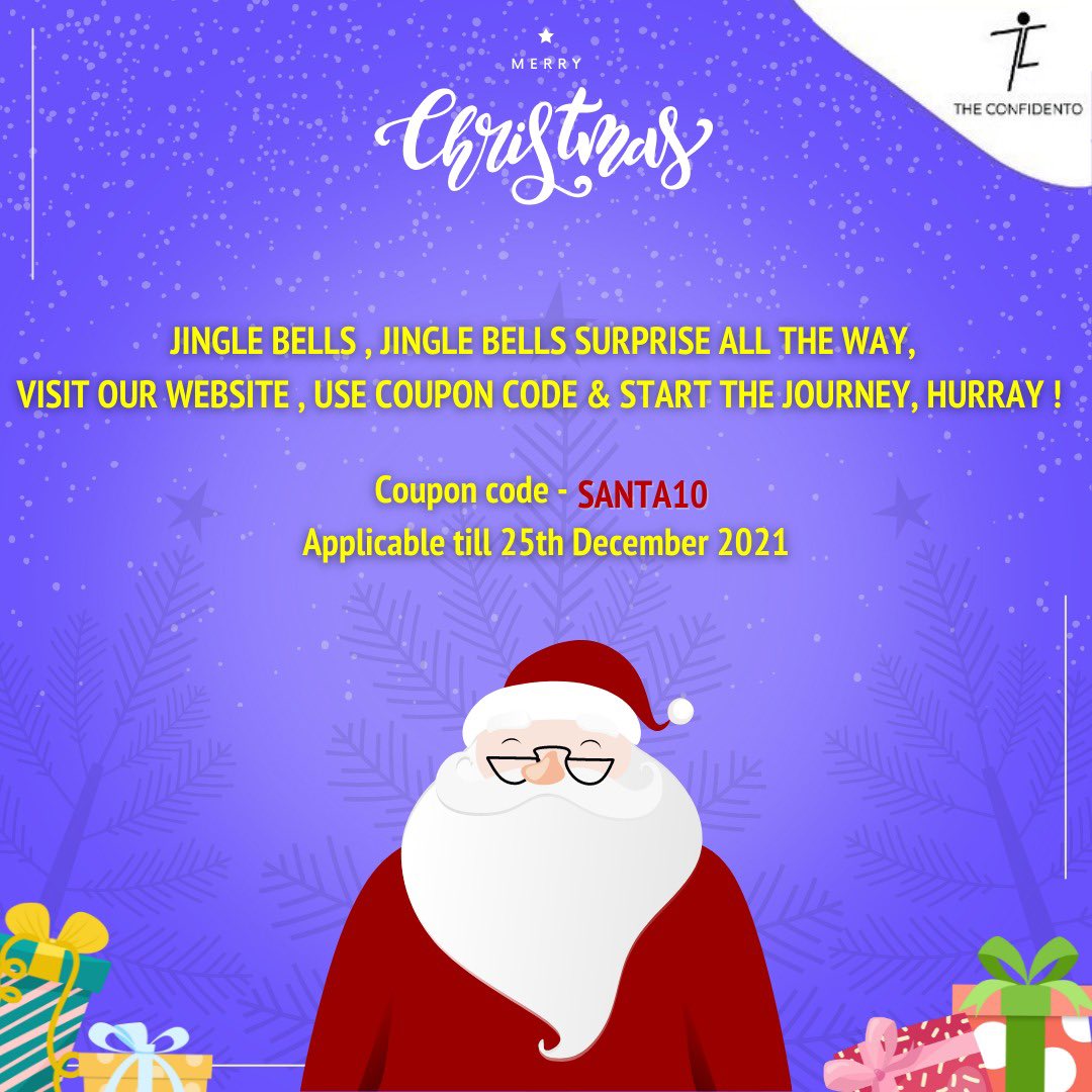 TheConfidento's tweet photo. Merry Christmas from The Confidento community, here is one small gift from our side, start your journey of becoming more confident TODAY !

#Christmas #SecretSanta #theconfidento #community https://t.co/77ZfMyDxK6