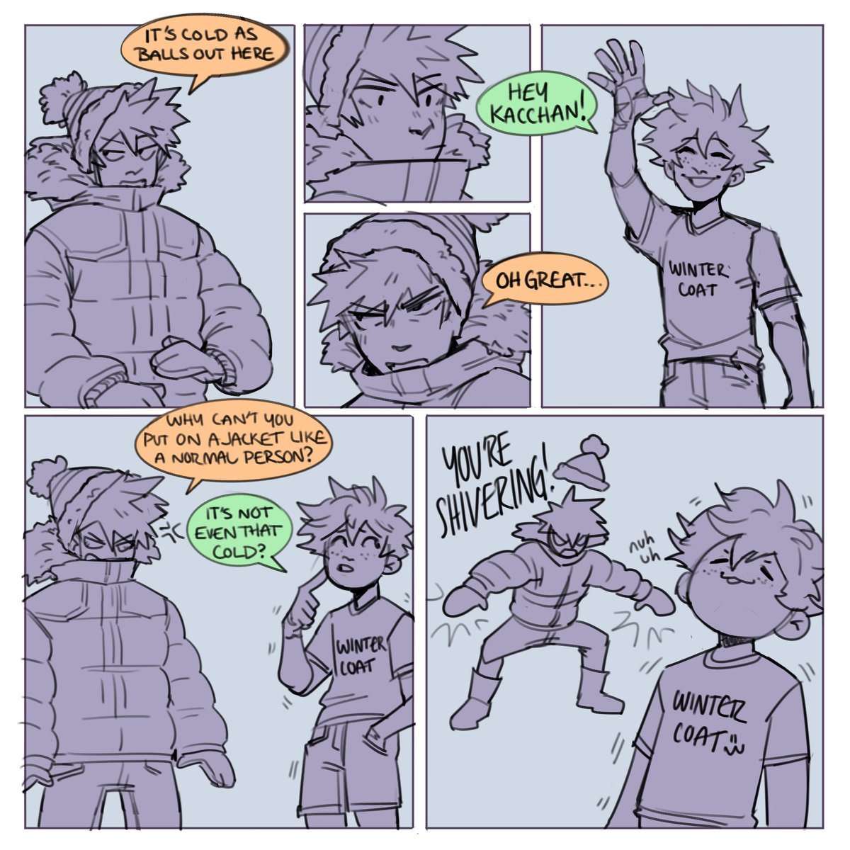 Deku gives me "middle school boy wearing shorts and a tshirt in -20° weather" energy
