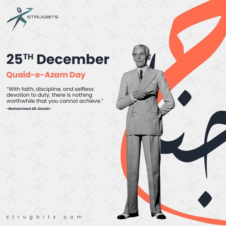 Strugbits_'s tweet photo. Strugbits pays tribute to the father of our nation, Quaid e Azam Muhammad Ali Jinnah on his 145th birth anniversary.
Let's pledge to follow the footsteps of our inspirational leader and work hard to achieve our goals.

#QuaideAzam #pakistan #25december #25DecMAJinnahDay https://t.co/puxDjVoNid