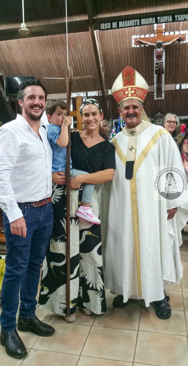 leotina_a's tweet photo. Holy Cross Cathedral graced with the presence of British High Commission Solomon Islands @BHCHoniara Mr. Thomas Coward and Family for the Christmas Eve Mass.
Insert picture of Mr. Coward and family with Archbishop Chris Cardone OP. https://t.co/3MhyAp4NsH