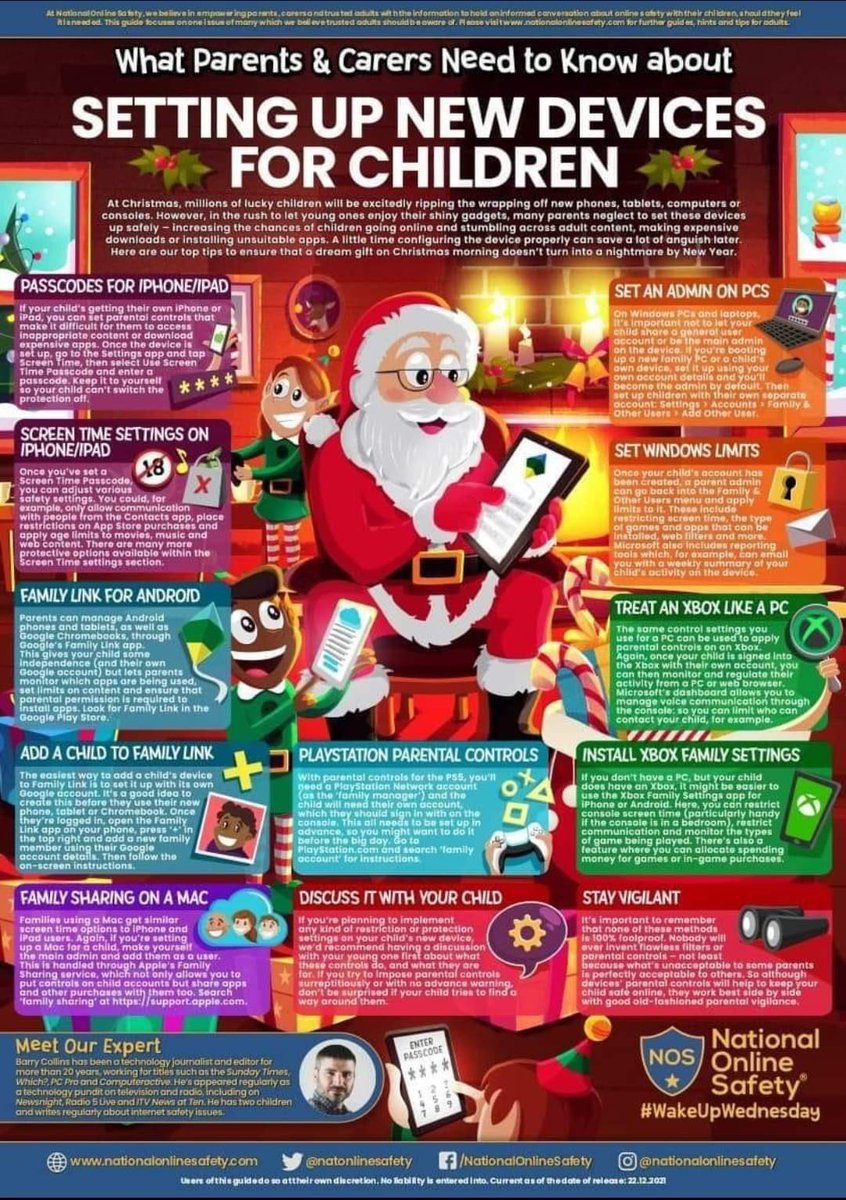 A handy little cheat sheet for anybody with new devices this Christmas. #onlinesafety #digitalworld #StaySafeOnline
