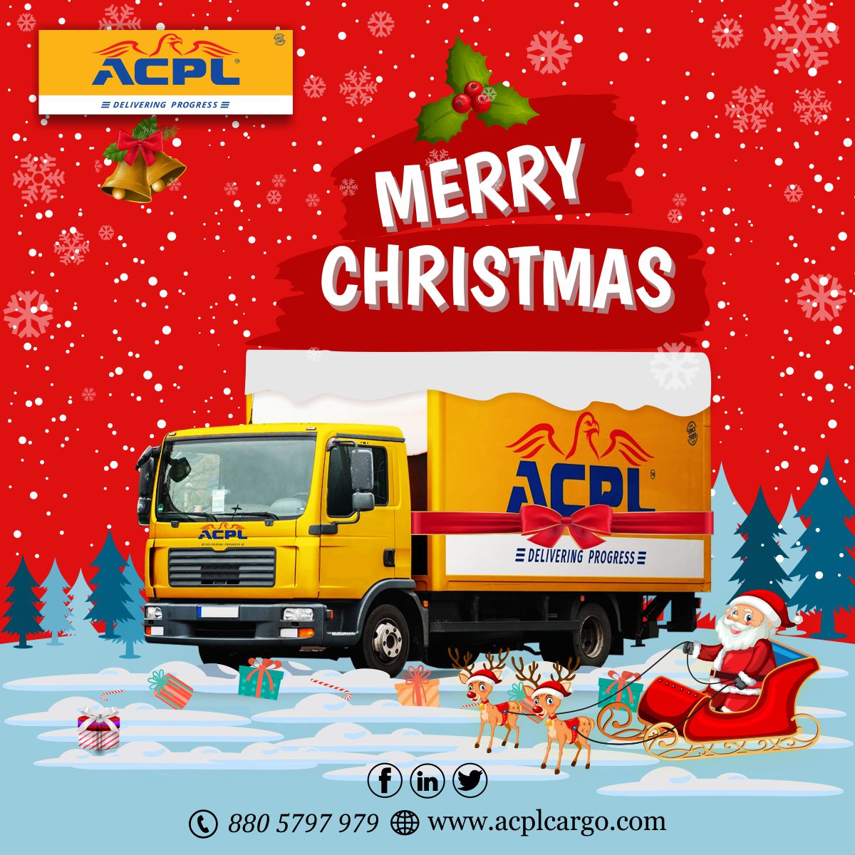 AvinashCargo's tweet photo. ACPL Cargo wishes you a Merry Christmas.
May your days be Merry & Bright forever.
#acpl #avinashcargo #transportation #FTL #partload #Christmas https://t.co/umbNRcC0V8