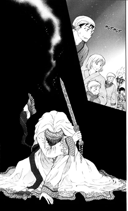 one of my favorite panels of yona. and so beautifully drawn, too. i had really hoped for an anime continuation bc i wanted to see this dance so badly 😭 