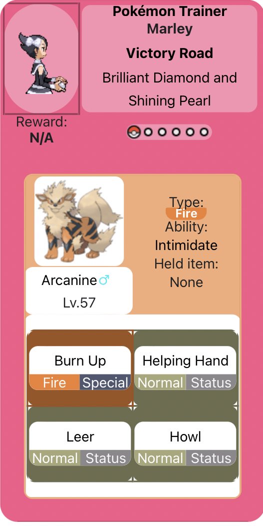 Holy shit Marley’s Arcanine is the absolute worst in this game.

Why the fuck does it have Howl if its ONLY attacking move is Burn Up, a special fire type move that can only be used once per battle? https://t.co/grGvQpP0Xj
