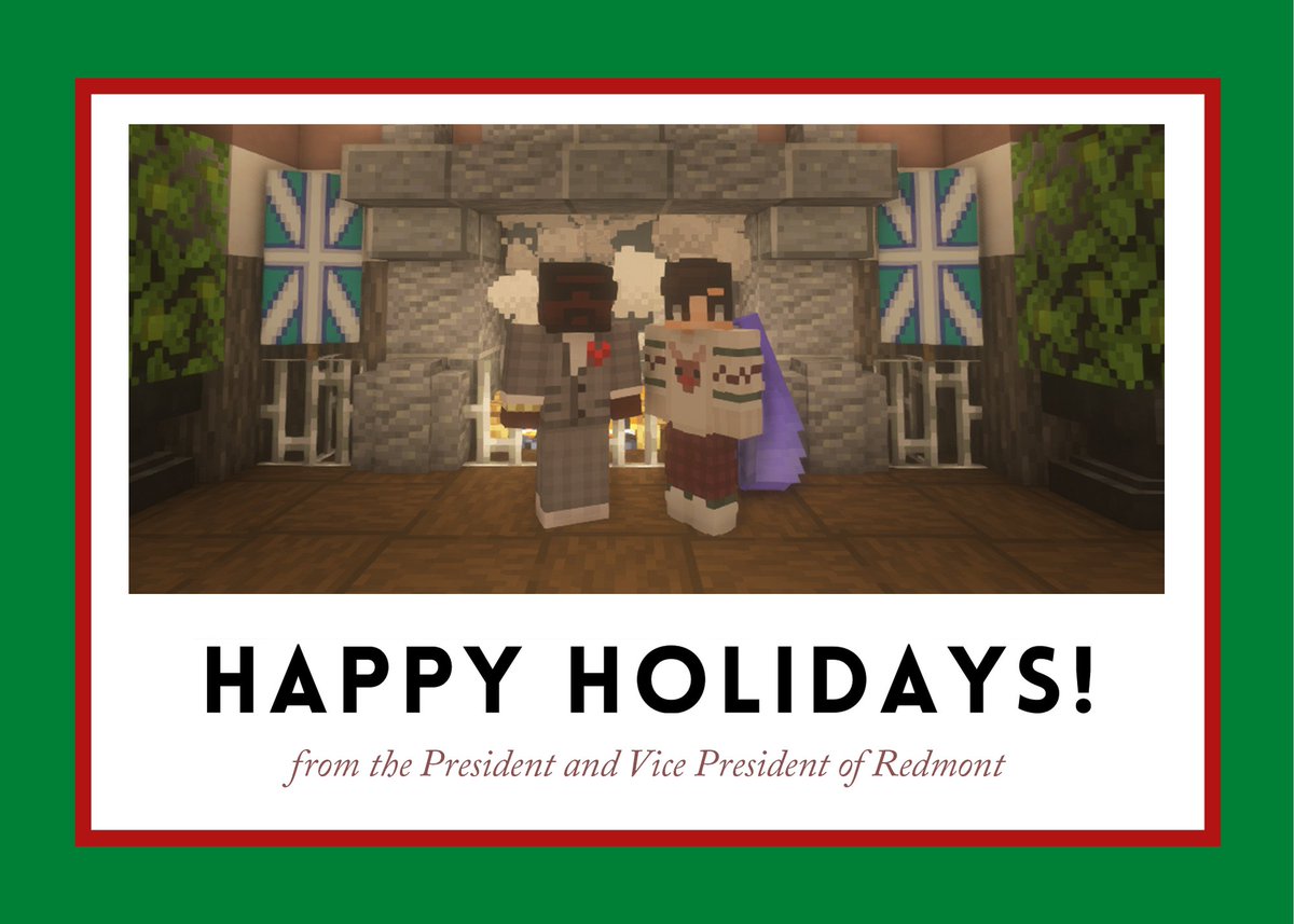DemocracyCraft's tweet photo. Happy holidays from the executive branch of Redmont!

#Minecraft #MinecraftServer #MinecraftEvent #mcyt #HappyHolidays #ChristmasEveEve #Christmas #WINTER #WinterWonderland https://t.co/RdKnoWbDRM