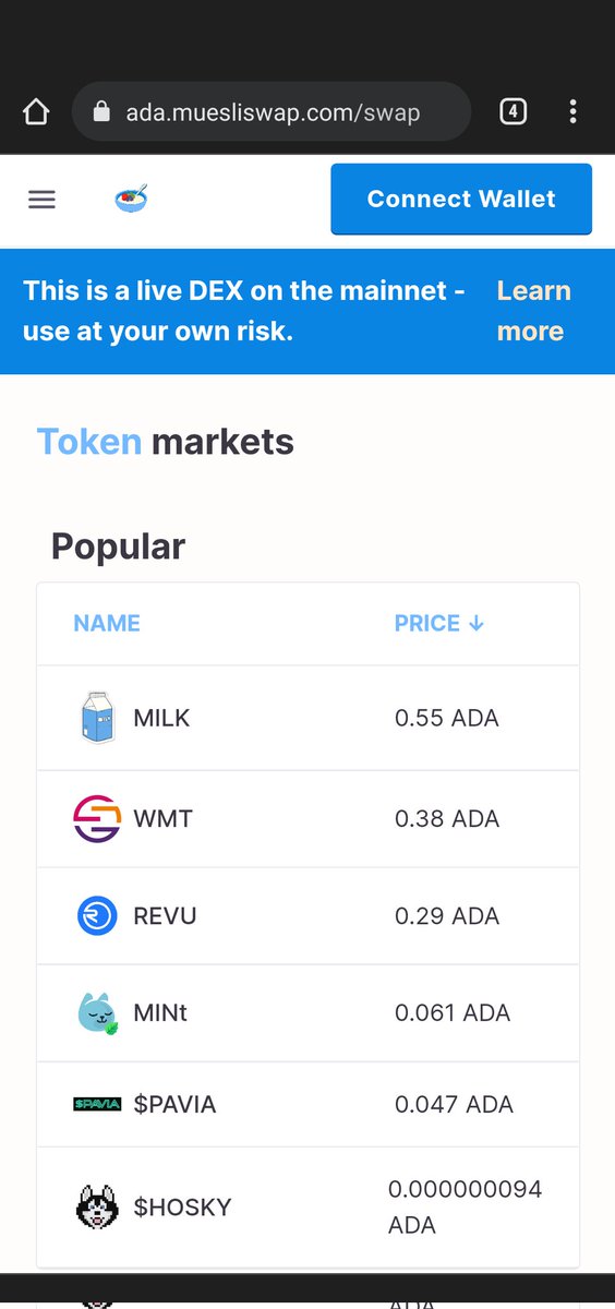 JacobNdelaRosa's tweet image. Seeing this warning everytime I visit @MuesliSwapTeam makes me happy. We are not a #ghostchain ❤️❤️❤️