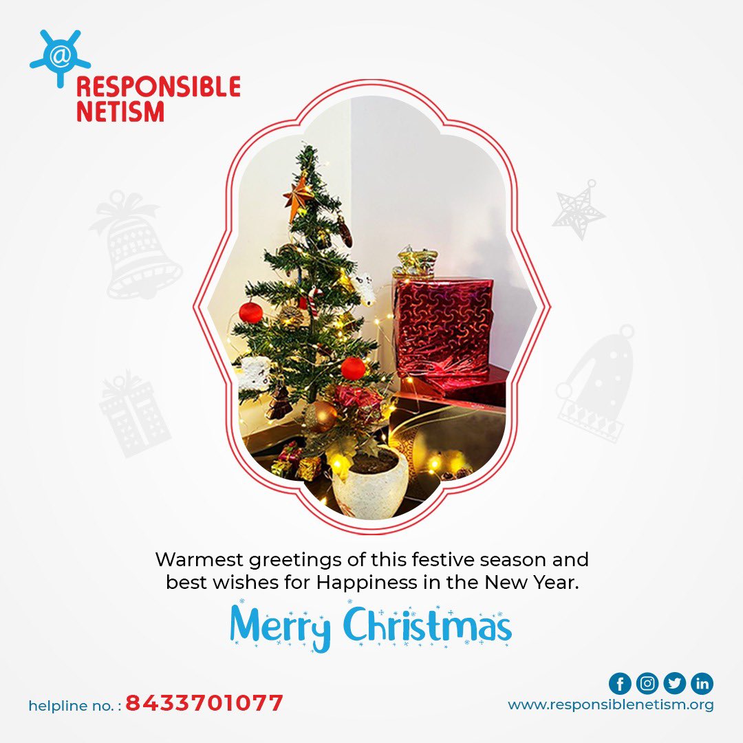 Rnetism's tweet photo. Team Responsible Netism wishes you warmest greetings of this festive season and best wishes for Happiness in the New Year. #MerryChristmas !
Visit https://t.co/RYmXhF5L4e | Helpline: +91 8433701077
#ResponsibleNetizen #CyberSafety #InternetSafety #ResponsibleonlineBehavior https://t.co/iE5HNiP3zi