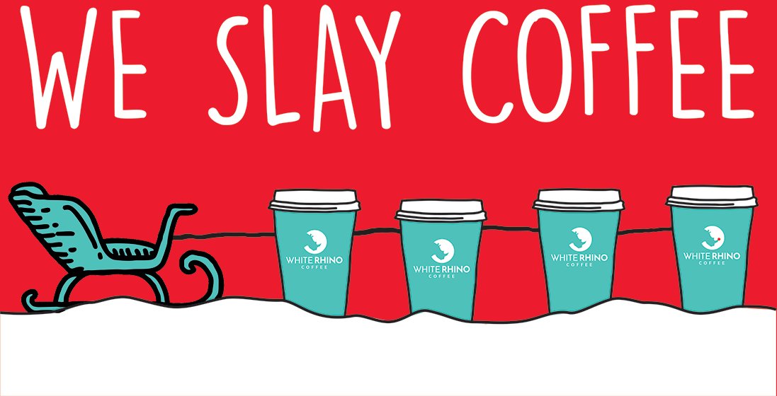 rhinocoffee's tweet photo. We SLAY coffee, so you can enjoy the SLEIGH RIDE!  Hope Santa brings you something great tonight!  Happy Christmas Eve! https://t.co/yBkfHvJfeJ